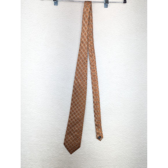 Pronto Uomo Men's Necktie Brown Plaid Silk Business Formal Career 63" - Picture 2 of 5